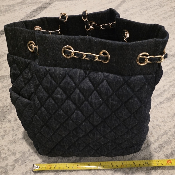 Denim Blue Quilted Shoulder Bag - Picture 7 of 7